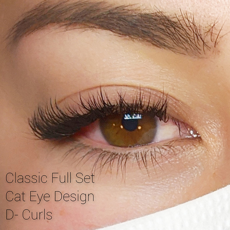 Classic Full Set Eyelash Extensions - Cat Eye - D-Curl Lash Club