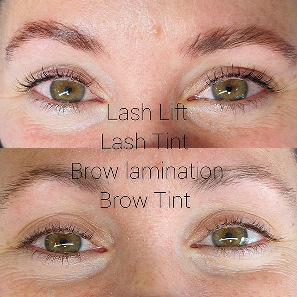 Picture of model with Eyelash lift and tint and eyebrow lamination and tint